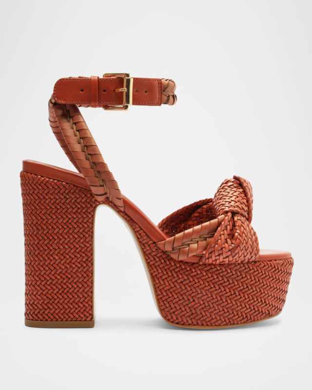 Khari Knotted Leather Ankle-Strap Platform Sandals